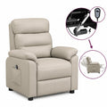 Fauteuil relax electrique inclinable en cuir synthetique PU beige 90 x 97 x 105 cm