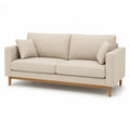 Canape droit 2 places 180 x 85 x 85 cm en polyester beige avec pieds en bois massif