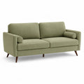 Canape 2 places en polyester vert olive avec pieds en hevea 158 x 84 x 86 cm