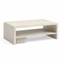 Table basse rectangulaire 120 x 60 x 38 cm en MDF laque beige avec etagere de rangement