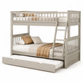 Lit superpose 3 places avec lit gigogne 90 x 190 cm en pin massif gris taupe 203 x 101 x 170 cm