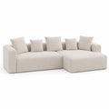 Canape d'angle 4 places en polyester beige forme L avec meridienne a droite 280 x 170 x 75 cm