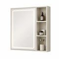 Armoire de salle de bain murale a miroir LED avec 3 etageres ouvertes en MDF blanc 60 x 70 x 15 cm